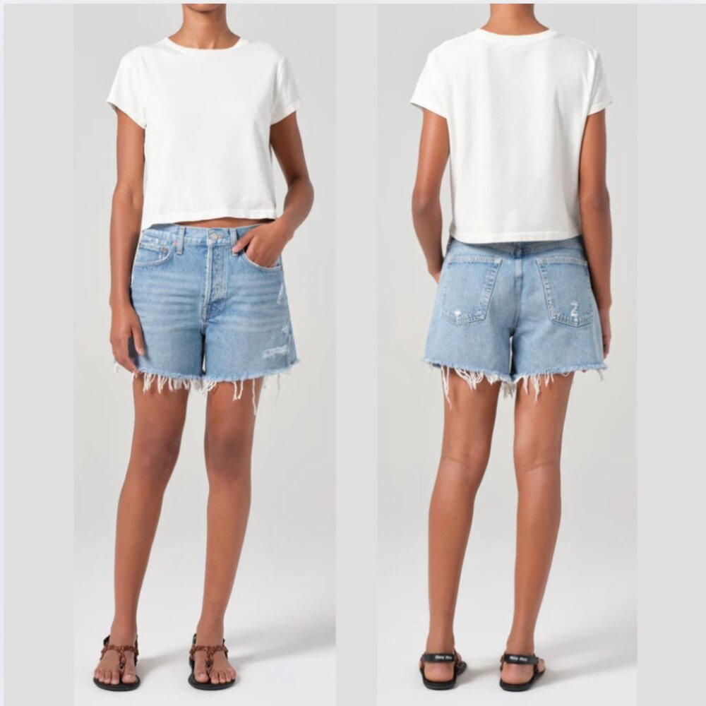 Agolde Light Blue Jean Shorts